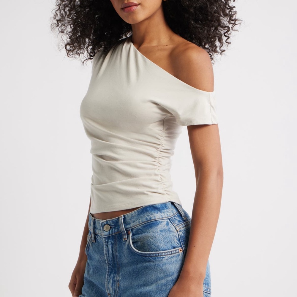 Chic Off-Shoulder Cream Top - Picture 3 of 4